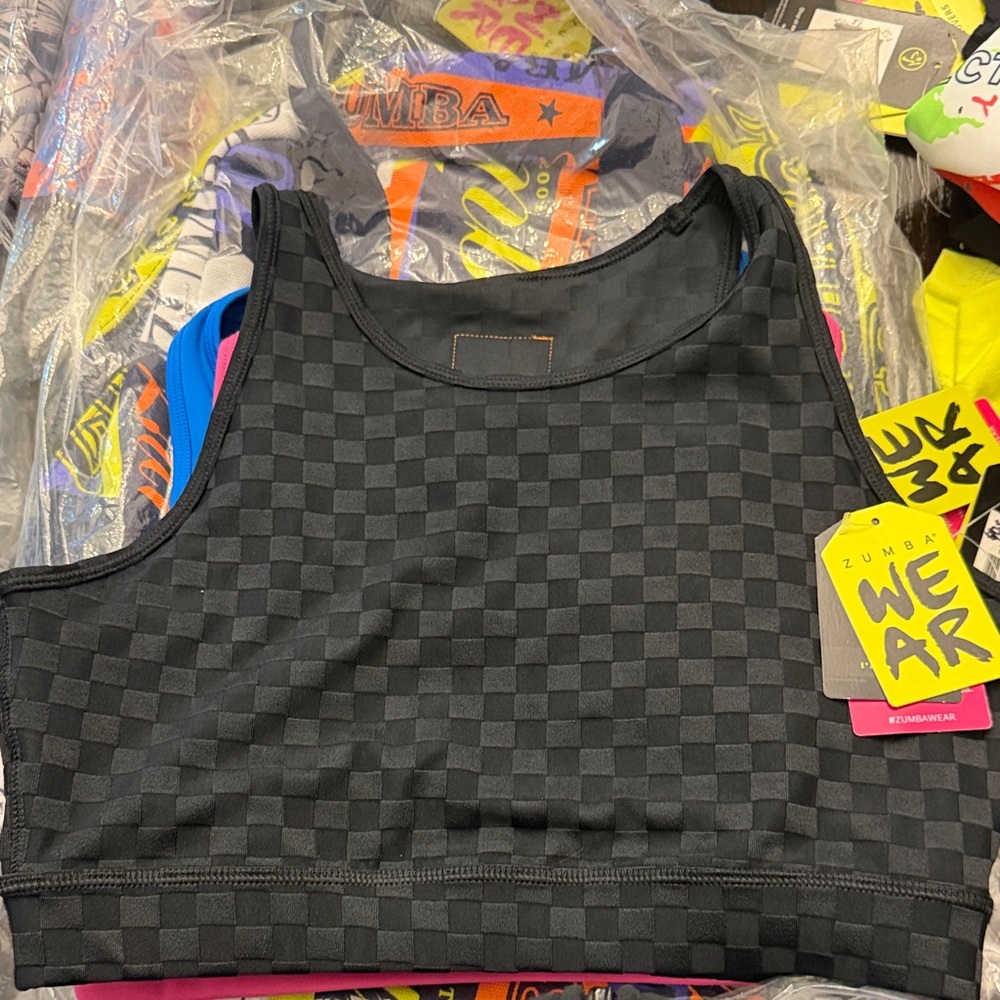 Zumba Wear Black Checkered Crop Top